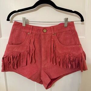 Fringed Pink suede Women's Shorts only worn once